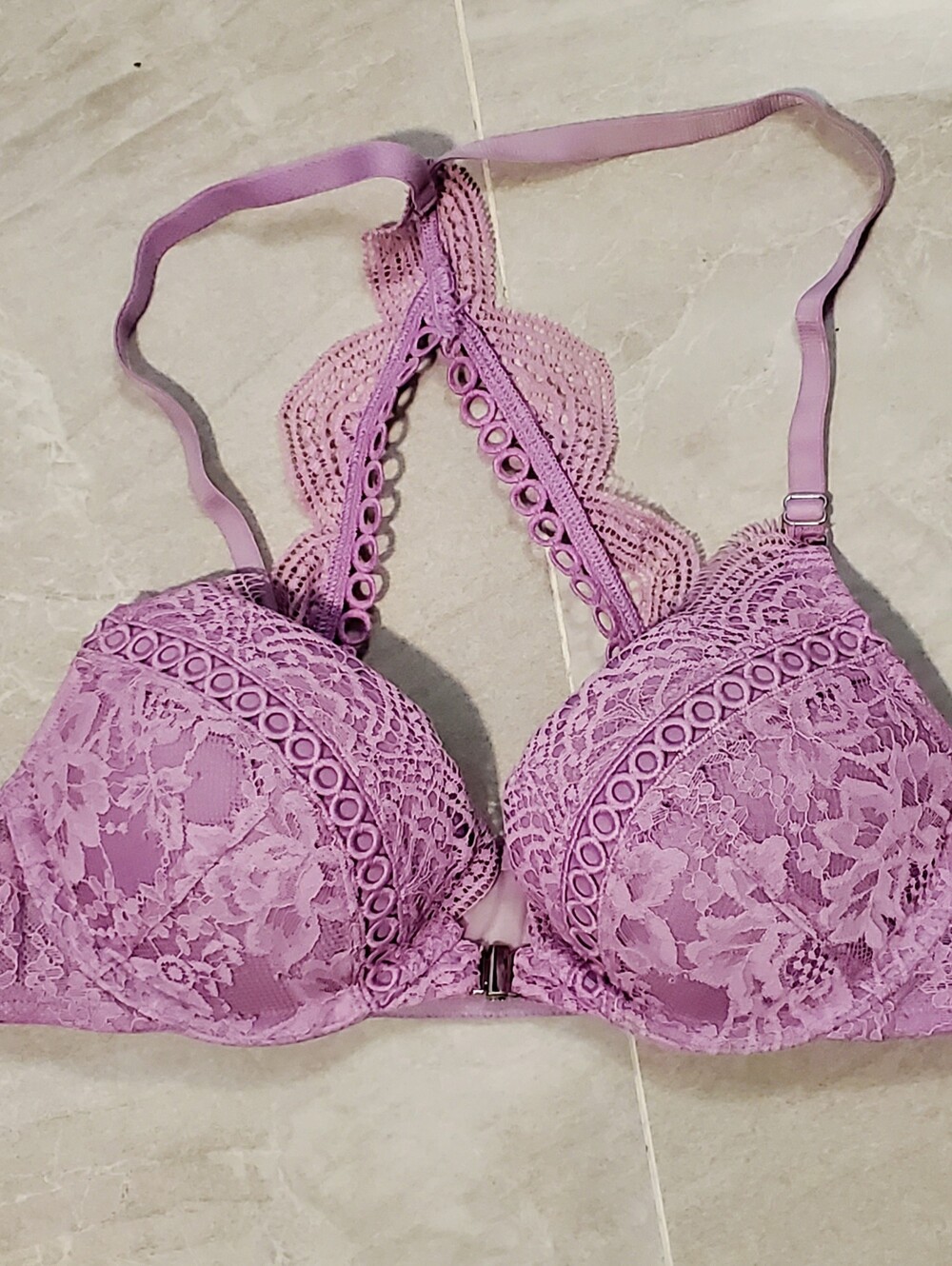 Victoria's Secret Lavender Lace Racerback Push-Up Bra